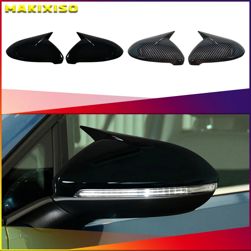 2x Carbon Look Side Wing Mirror Cover For VW For VW Golf 7 MK7 MK7.5 GTI R GTE GTD 2014-2019 Side Rear View Mirror Cap Cover