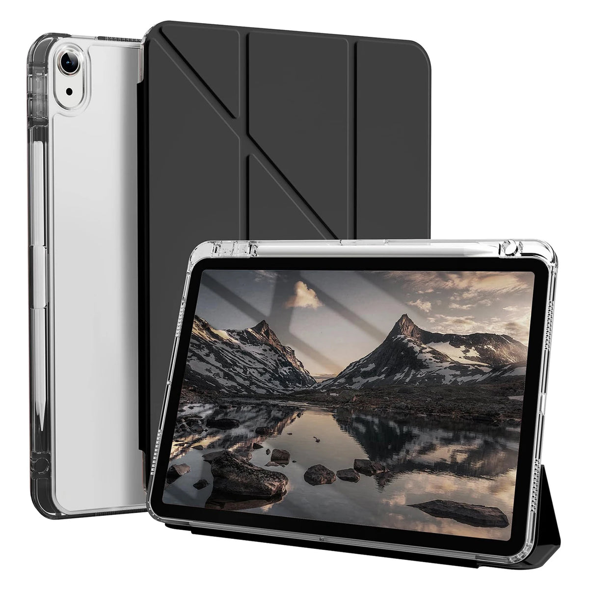Case For iPad 5 6 7 8 9 10 11 Air 11 13 inch /Mini 6th 7th Gen / Pro 11 12.9 (3rd/4th/5th/6th Gen) Crystal Clear with Pen Holder