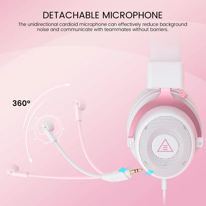 EKSA E900 PC Gaming Headphones 3.5mm Wired Headset Gamer Stereo Over-Ear Headphone with Detachable Microphone for PS4/PS5/Xbox