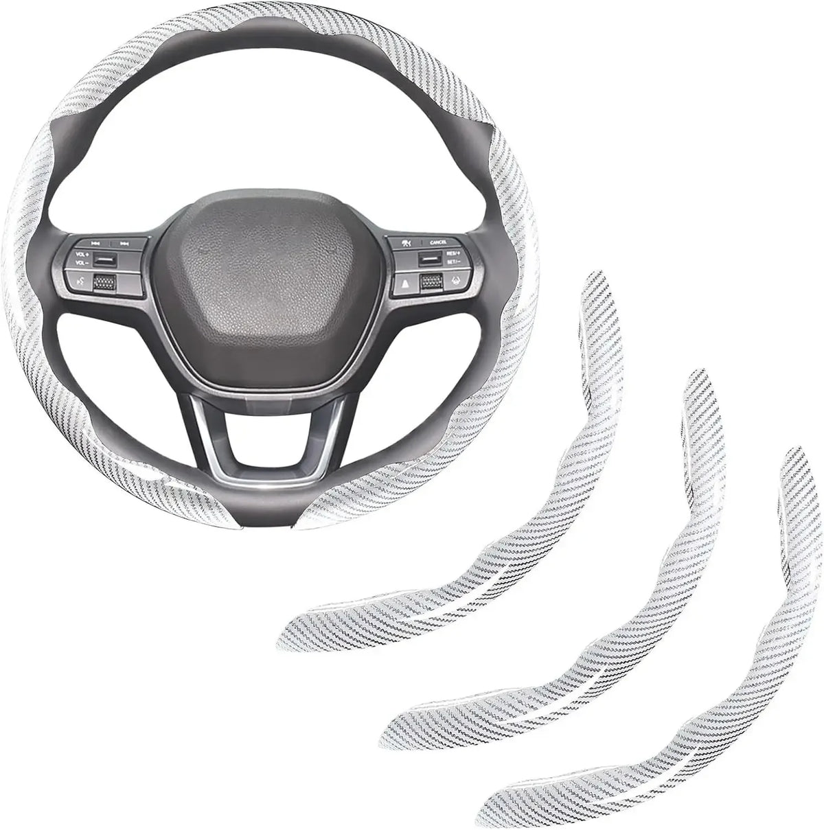 Carbon Fiber Non-slip Protective Cover Segmented Car Steering Wheel Cover Car Styling Accessories 38cm Universal