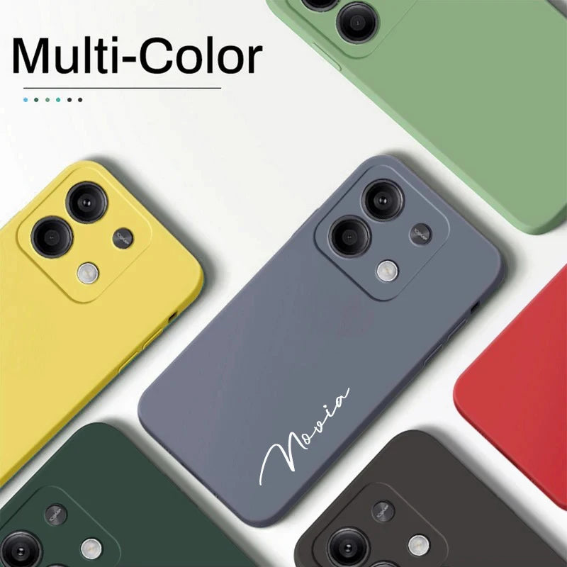 For Xiaomi Redmi Note 13 Pro Plus 4G 5G Customized Personalized Name Initials Liquid Silicone Case Cover For Redmi Note 13pro