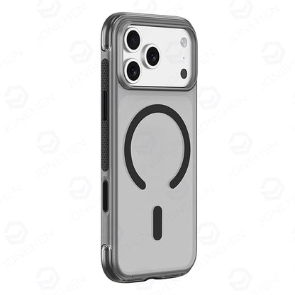 For Magsafe Anti-knock Airbag Matte Translucent Case For iPhone 16 17 18 Pro Max Rotate Magnetic Bracket Shockproof Armor Cover
