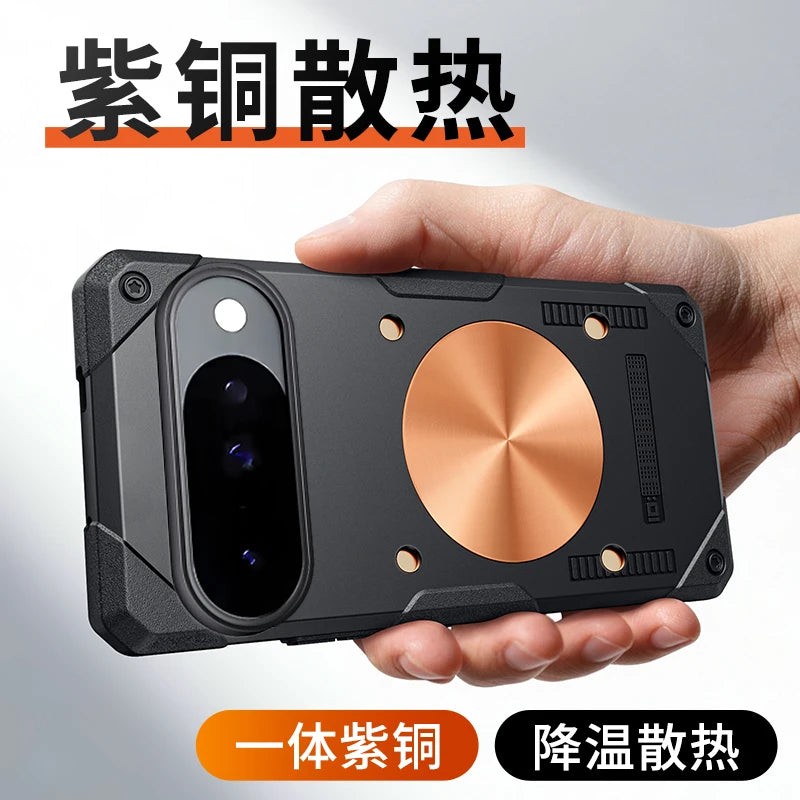 Copper Heat Dissipation Magnetic Phone Case For Google 11 10 9 Pro XL Cooling Case Heavy Duty Shockproof Cover Silicone Casing