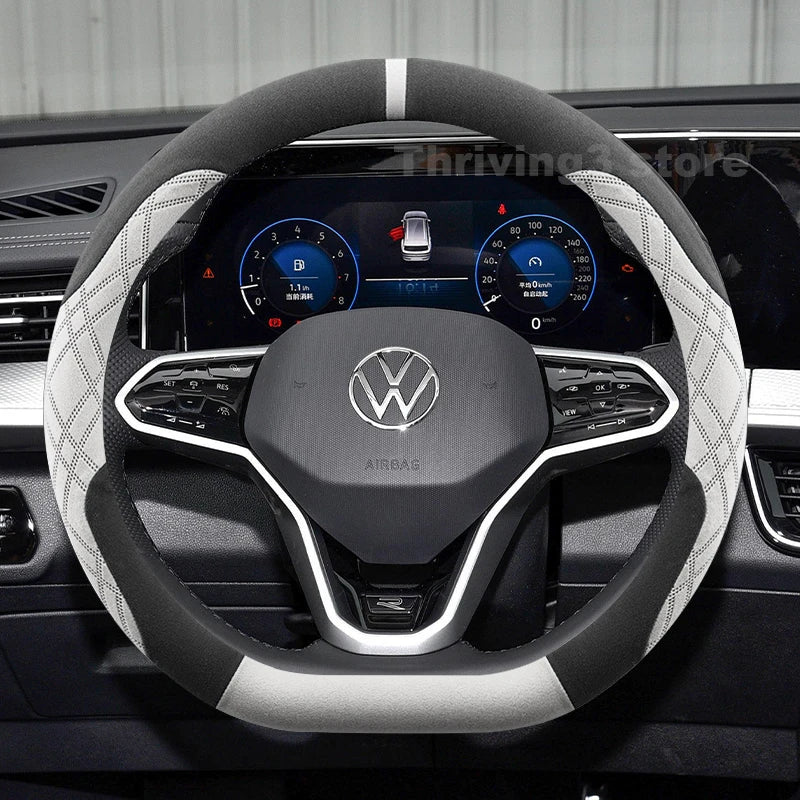 Suede Warm Car Steering Wheel Cover For Volkswagen Passat B8 B9 Tavendor Taos 2025 Heating Covers For Covers Auto Accessories