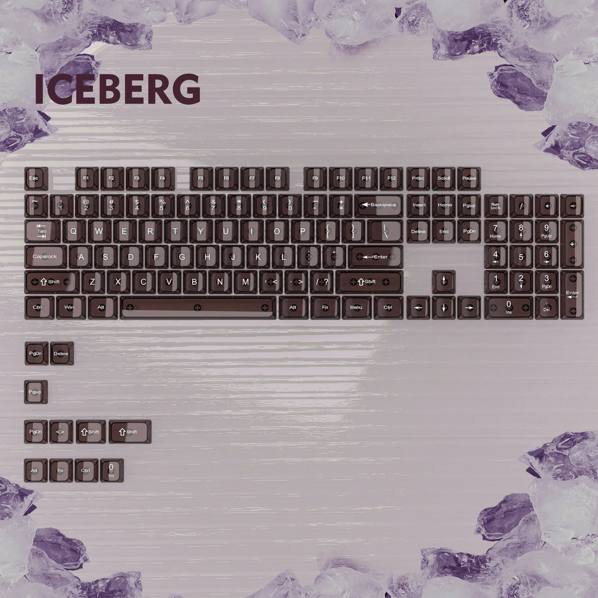 115 Keys Grey Fog Transparent Clear Keycaps Crystal PC Keycap RGB Shine Through Key Cap MDA Profile for MX Switch Keyboard