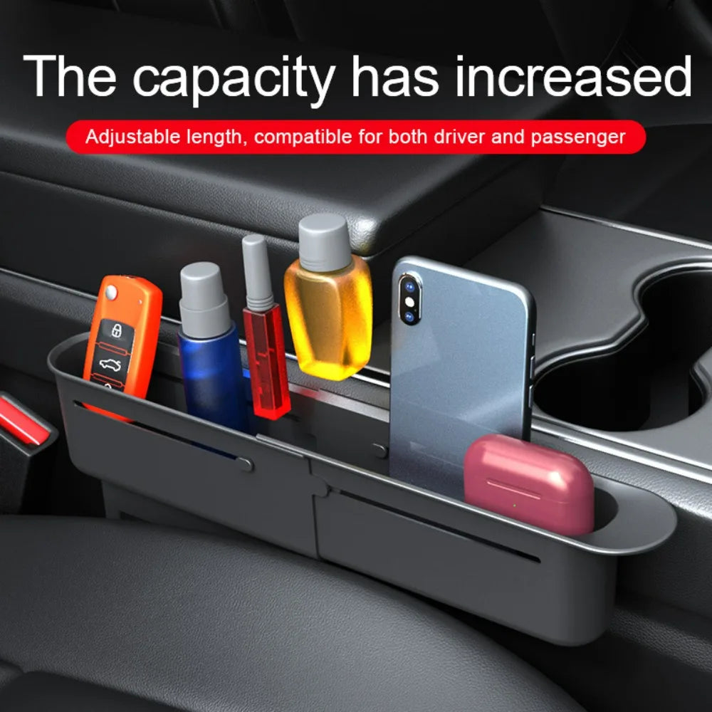 Car Seat Crevice Storage Box Gap Slit Filler Storage Shelf Multi-functional Large Capacity Push Pull Type Car Storage Rack