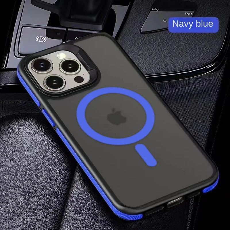 Magnetic Luxury Matte Translucent Armor Shockproof Case For iPhone 16 15 14 13 12 11 Pro Max for Magsafe Wireless Charge Cover