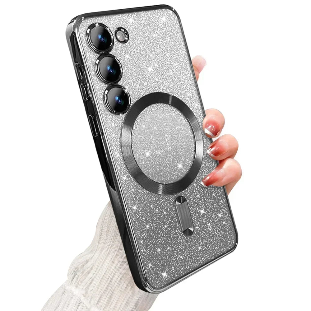 Glitter Bright Case For Samsung Galaxy A56 A36 A16 A06 A17 A26 S24 FE S22 S21 S20 S23 Plus S26 S25 Ultra Magnetic Wireless Cover