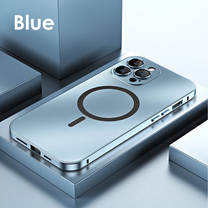 Aluminum Metal Frame Magnetic Case For iPhone 13 12 14 15 16 17 18 Pro Max For Magsafe Wireless Charging Lens Film PC Back Panel