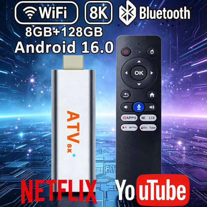 Q15 Android 16 TV Stick H313 Max Memory 256GB Voice Remote Support 2.4G 5G Wifi BT5.4 Quad Core Home Theater Smart Media Player