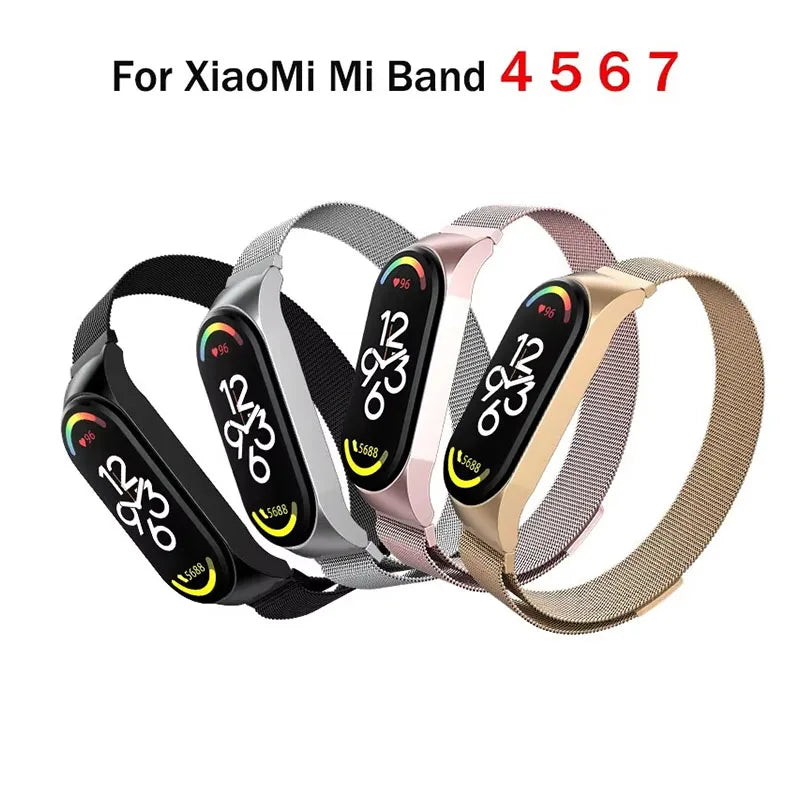 Milanese Loop Strap For Xiaomi Mi Band 7 6 5 4 3 Stainless Steel Magnetic Bracelet Metal Wristband for Xiaomi mi band 4 3 Straps