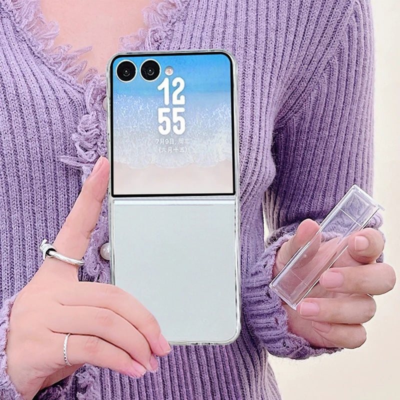 For Samsung Galaxy Z Flip 8 7 FE 6 5 4 3 5G Transparent Case Shockproof Folding Hard Clear Phone Cover For Samsung Z Flip8 Flip7