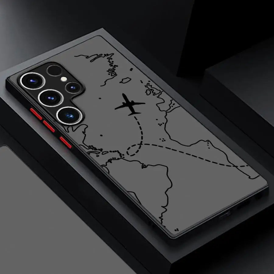 Line Airplane Topographic Back Phone Cover Case for Samsung Galaxy S9 S24 FE S22 Plus S25 Edge S21 S23 Ultra S20 S10