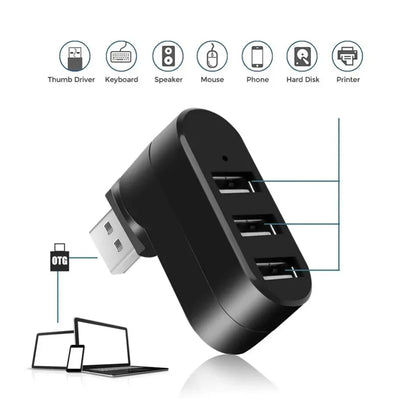 Grwibeou Mini 3 Ports USB 3.0 HUB Extender Splitter USB Hub 3.0 2.0 Adapter High Speed For PC Laptop Mac Computer Accessories
