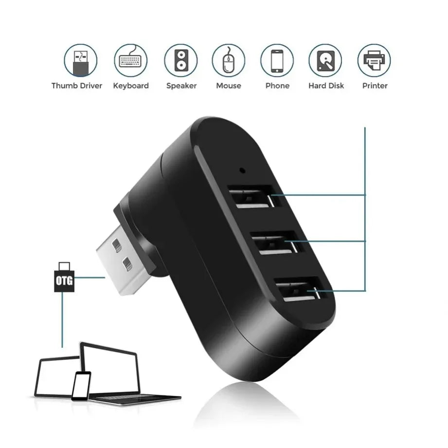 Grwibeou Mini 3 Ports USB 3.0 HUB Extender Splitter USB Hub 3.0 2.0 Adapter High Speed For PC Laptop Mac Computer Accessories