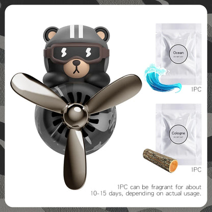 Rotating Propeller Plane pilot bear car air fresheners vent clip ornament decorations accessories perfume fragrance diffuser men