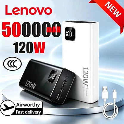 Lenovo 120W Power Bank 200000mAh High Capacity Fast Charging Powerbank Portable Battery Charger For iPhone Samsung Xiaomi NEW