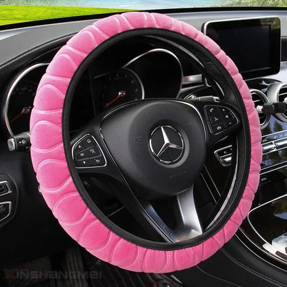 Car Steering Wheel Cover Protector Decoration Warm Super Thick Soft Plush Collar for Women Man Auto Interior Accessories