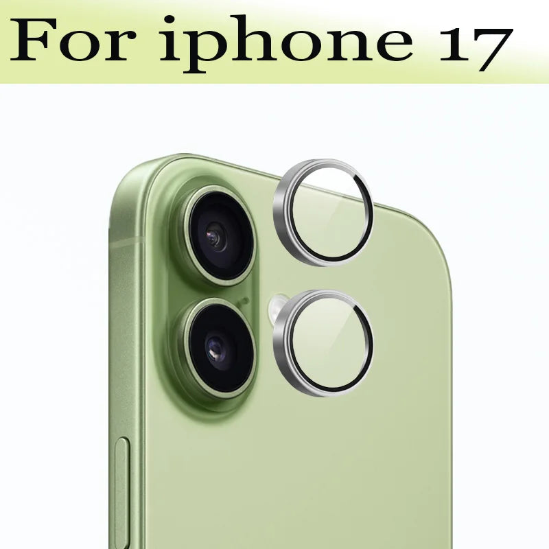 Matel Ring Camera Protector For Apple iphone 17 Glass Camera Lens protector 3D Design Full Cover 1/2 Pcs