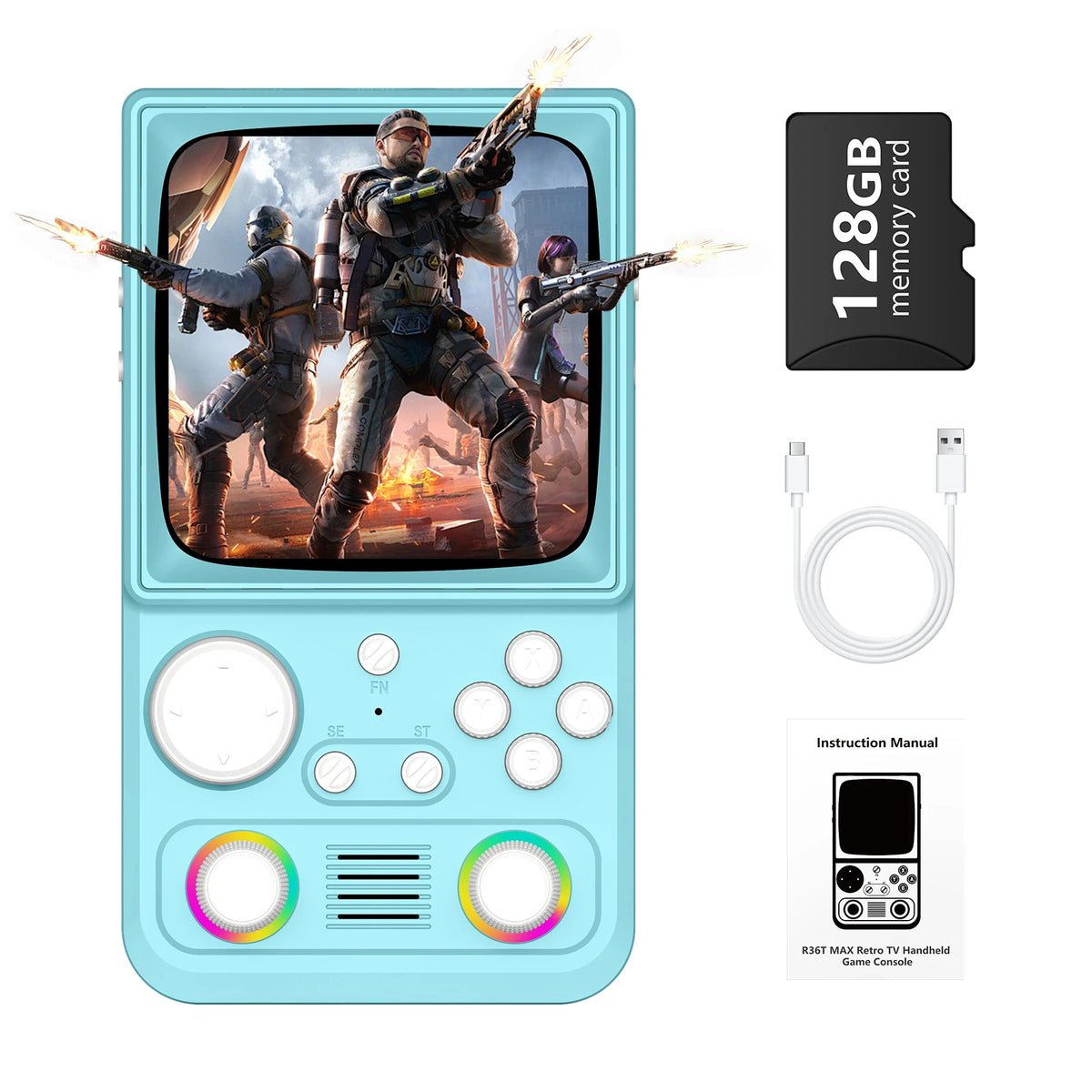 R40 Retro Handheld Game Console 4.0 Inch IPS Screen 720*720 EmuELEC System Built-in 22000+ Games Portable Video Game Player