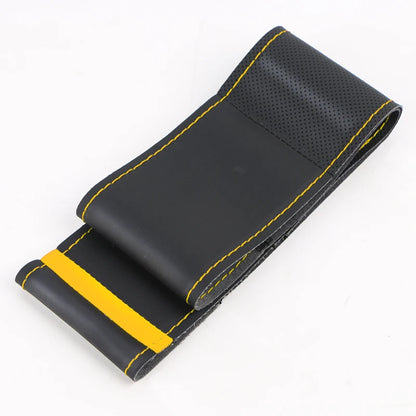 Universal 38cm Hand-Sewn Car Steering Wheel Cover Microfiber Leather Soft Wear-Resistant with Needles Thread Steering Wheel Skin