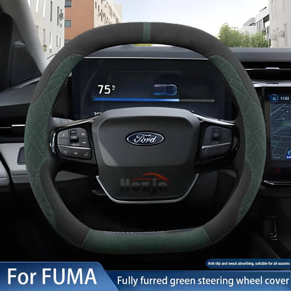 Luxury Soft Faux Fur Car Steering Wheel Cover for Ford PUMA ST-Line Gen-E 2024 2025 Non-slip Car-styling Auto Accessories