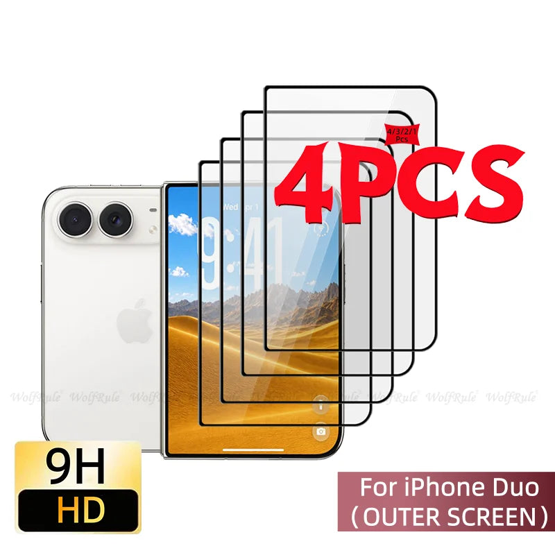1/2/3/4PCS For iPhone Duo Glass iPhone Duo Tempered Glass Protective 9H Full Cover Glue Flat Outer Screen Protector iPhone Duo