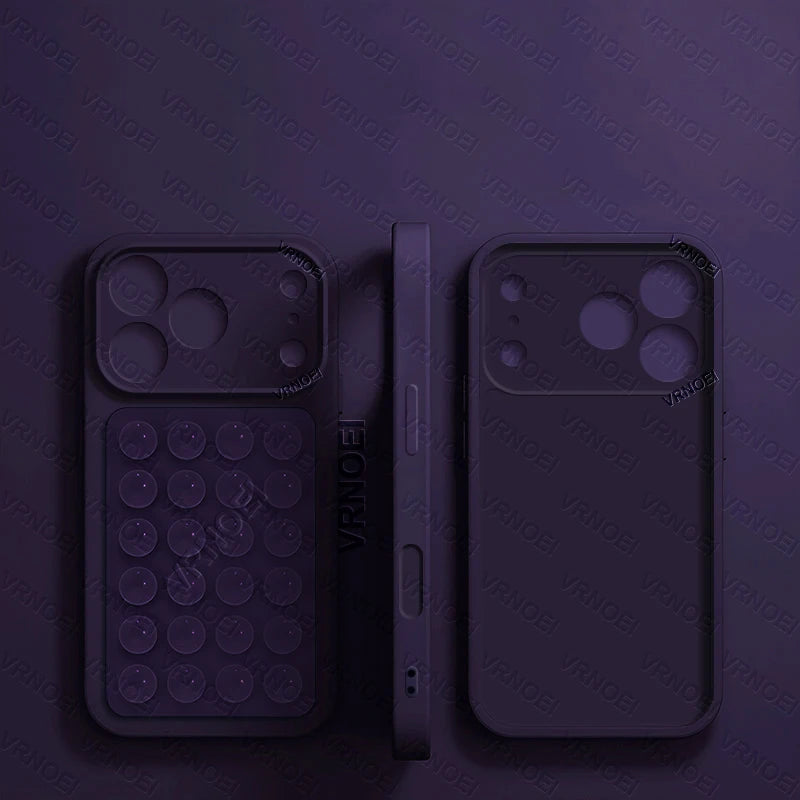 Fashion 2IN1 Suction Cup Bracket Lens Protection Phone Cases For iPhone 17 16 13 11 14 15 12 17 Pro Max Case Phone Accessories
