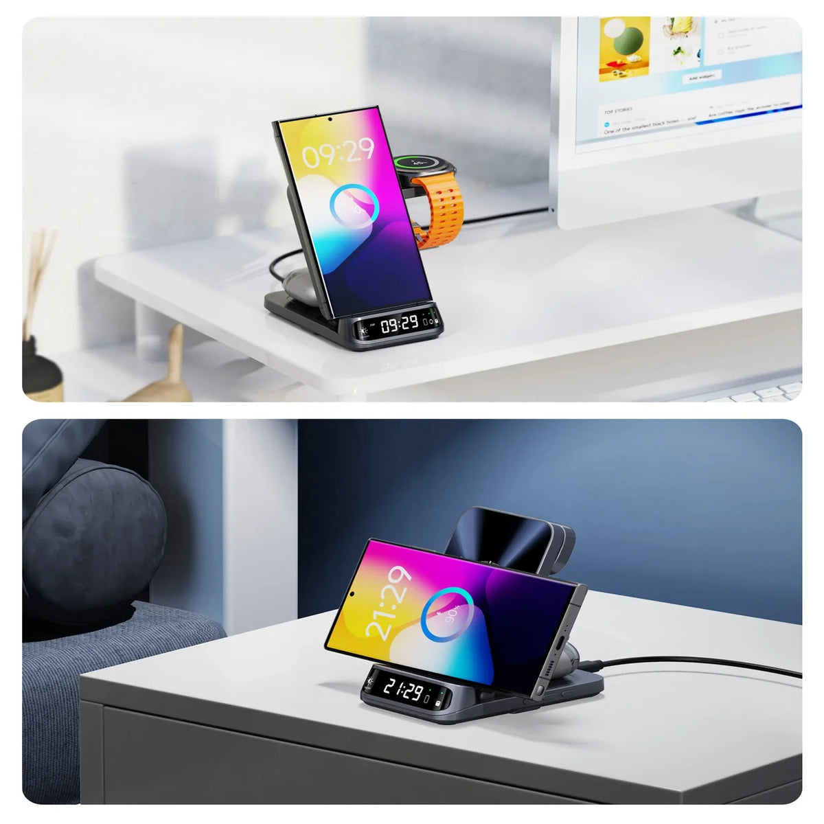 SwanScout 708S Charging Station for Samsung S25 S24 Ultra S23 Z Flip 7 Fold 6 5 Wireless Charger for Galaxy Watch 8 7 for Buds 3
