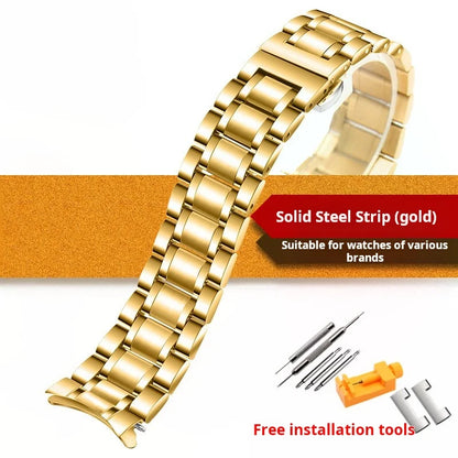 Curved Solid stainless steel strap men women Universal Metal chain 18 19 20mm 21mm 22mm 23mm 24mm rose gold watch band bracelet