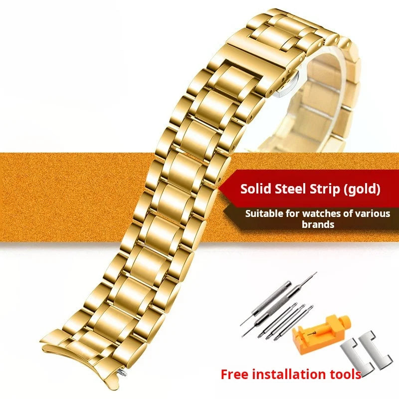 Curved Solid stainless steel strap men women Universal Metal chain 18 19 20mm 21mm 22mm 23mm 24mm rose gold watch band bracelet