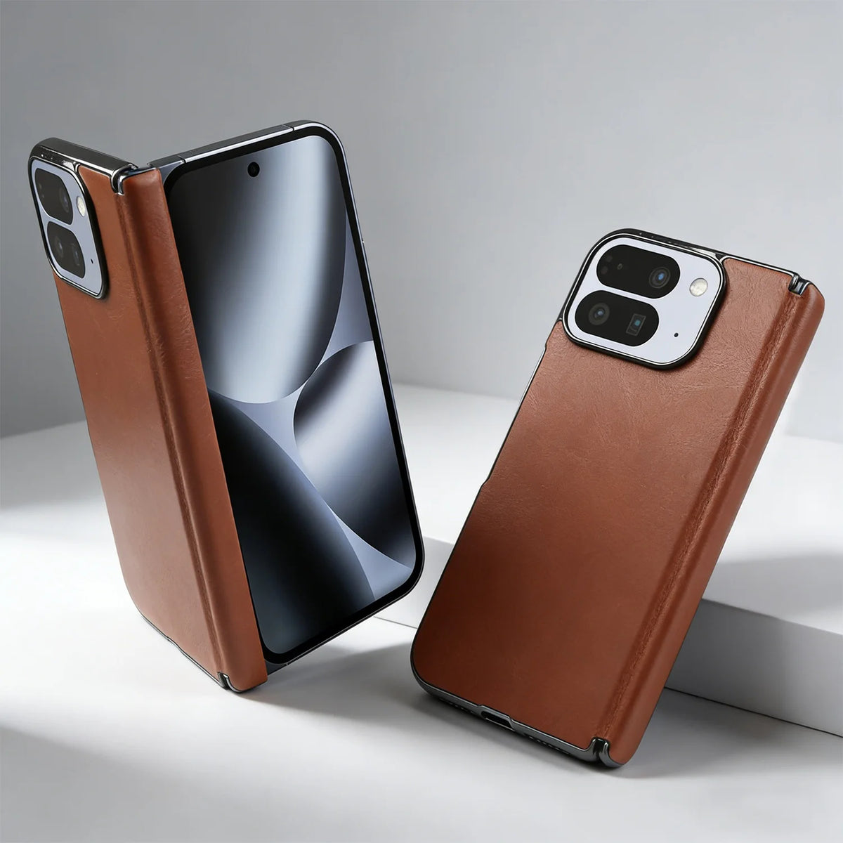 For Google Pixel 10 Pro Fold Case Pixel 9 Pro Fold Retro Full Grain Oil Wax Pattern Cowhide Genuine Leather Phone Cover Fundas