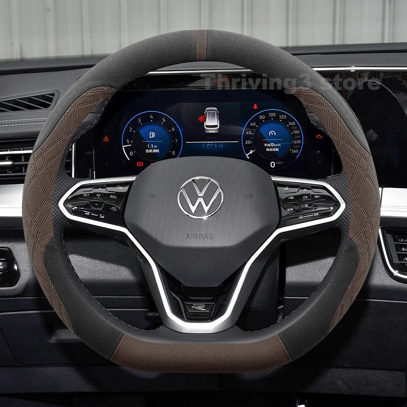 Suede Warm Car Steering Wheel Cover For Volkswagen Passat B8 B9 Tavendor Taos 2025 Heating Covers For Covers Auto Accessories