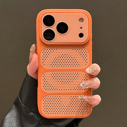 Luxury Matte Soft Heat Dissipation Mesh Hole Case For iPhone 17 16 15 14 13 12 Pro Max For Magsafe Magnetic Shockproof Cover
