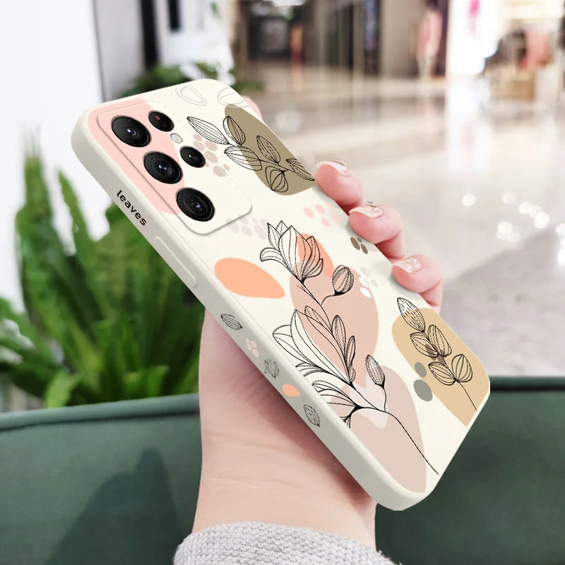 Abstract Plants Phone Case For Samsung Galaxy S25 S24 S23 S22 S21 S20 Ultra Plus FE S10 S9 S10E Note 20 Ultra 10 9 Plus Cover