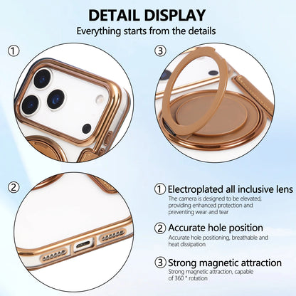 360 Rotating Bracket Magnetic Leather Case for IPhone 17 Pro Max 16 Plus 15 14 Shockproof Comfortable Grip RFID Bag Book Cover