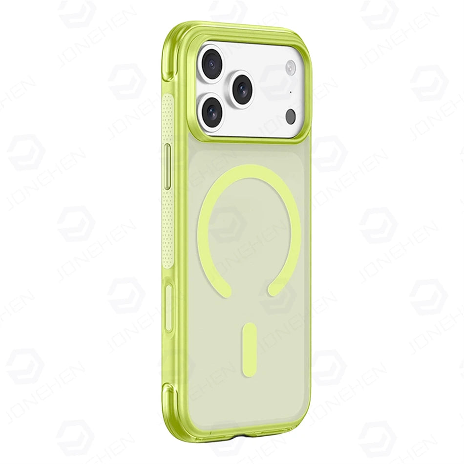 For Magsafe Anti-knock Airbag Matte Translucent Case For iPhone 16 17 18 Pro Max Rotate Magnetic Bracket Shockproof Armor Cover