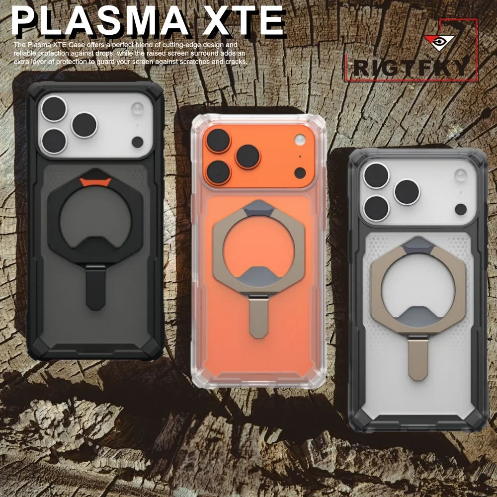 Transparent Military Shockproof Armor Phone Case For Iphone 17 Air 16 15 14 Plus 13 12 Pro Max Magnetic Holder Protective Cover