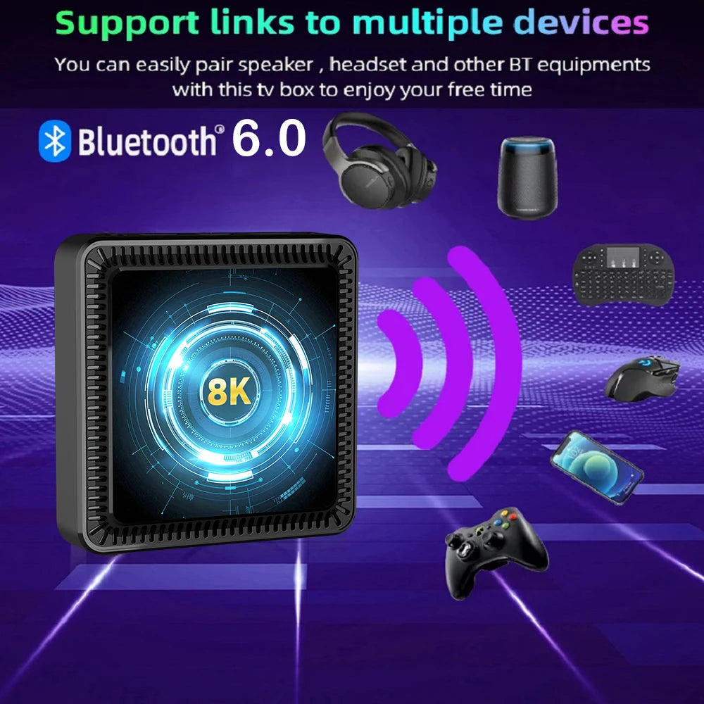 2026 Android 16 Q19 8K Smart TV Box Ram 4GB 8GB Rom 128GB 256GB Google Assistant Bluetooth 6.0 Wifi6 Streaming Media Player Fast