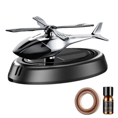 Solar Powered Rotation Helicopter Solar Aromatherapy Car Air Freshener Alloy+ABS Wooden Fragrance Auto Aroma Diffuser