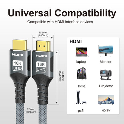 16K@60Hz HDMI 2.2 Cable compatible with 8K/4K HDMI supporting 8K@120Hz high-speed video for PS4/5 TVs laptops and monitors