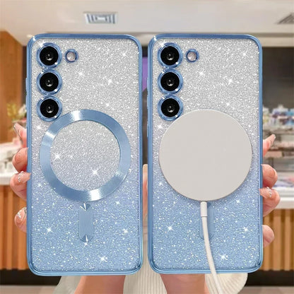 Glitter Bright Case For Samsung Galaxy A56 A36 A16 A06 A17 A26 S24 FE S22 S21 S20 S23 Plus S26 S25 Ultra Magnetic Wireless Cover