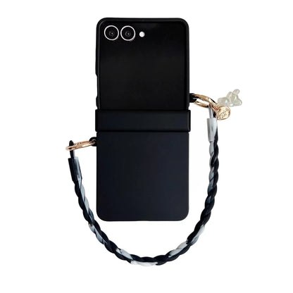 Skin Feeling Wireless Magnetic Lanyard Phone Case For Samsung Galaxy Z Flip 3 4 5 6 7 8 Macaron Gradient Cord PC Hard Shell