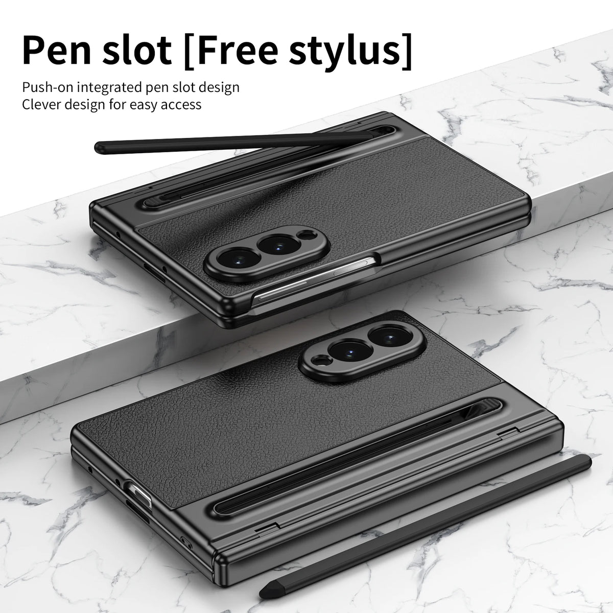 Leather Skin Tempered Glass Hinge Case for Samsung Galaxy Z Fold 8 7 6 5 4 3 Fold8 Ultra Fold7 Fold6 Fold5 Fold4 Fold3 Cover