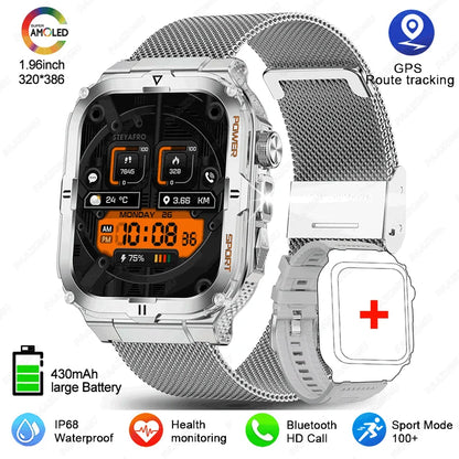 Smartwatch 3ATM Waterproof 1.96''HD Screen BT Call Health Monitor Flashlight 880MAH Battery Sports Smart Watch For Android iOS