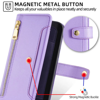 Zipper Wallet Phone Case for Samsung Galaxy A17 A07 A56 A36 A26 A16 Galaxy S25 Ultra Samsung S25 FE Plus S25Edge Phone Bag Strap
