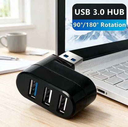 3 Port USB 3.0 Hub 180° Rotatable USB Splitter USB Extender for Laptop Car iMac MacBook Air MacBook Pro Other Electronic Devices