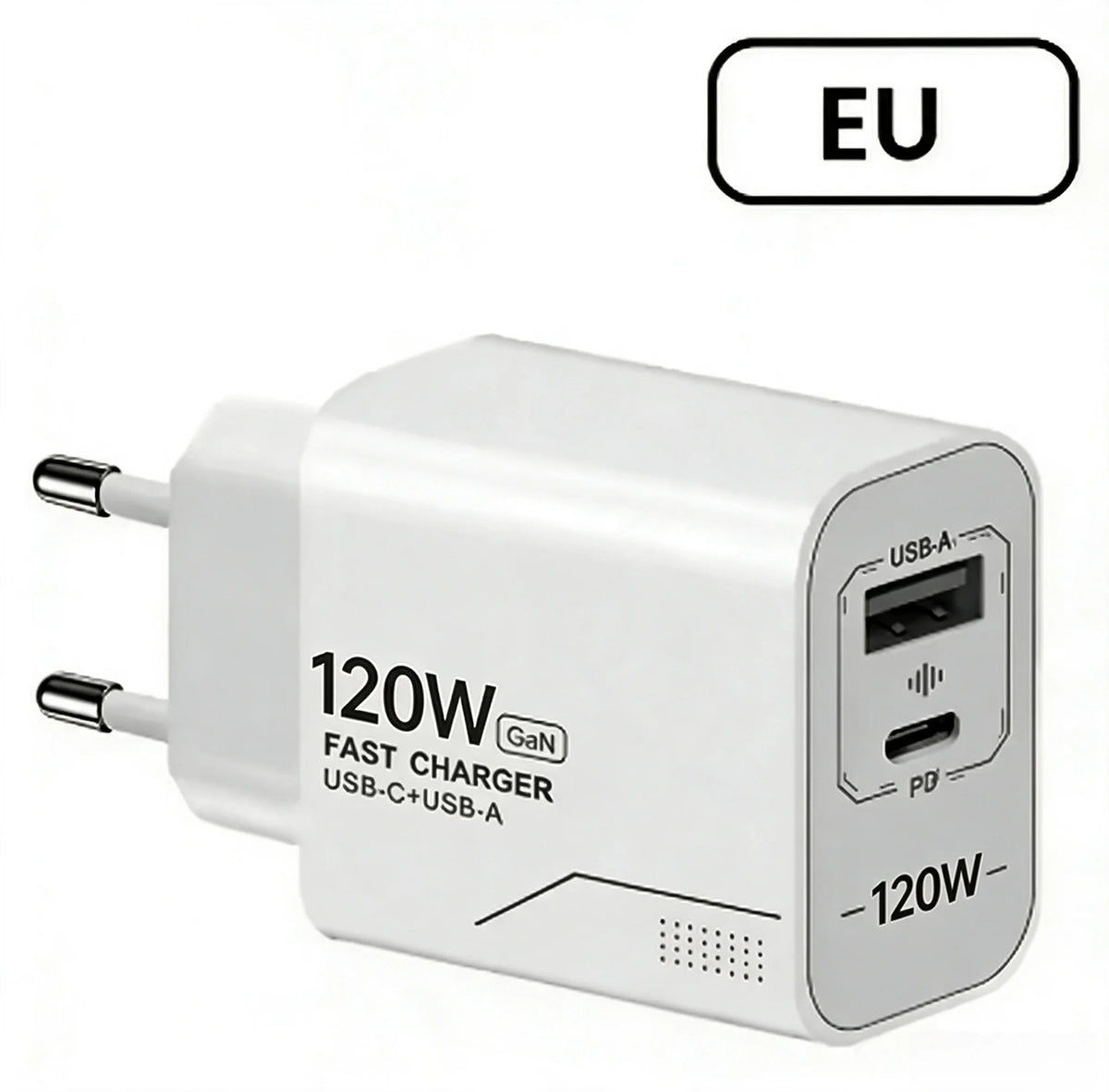 120W GaN USB C Charger 2-Port Fast Charging Phone Charger Power Adapter For iPhone Samsung Xiaomi Type C US Plug Wall Charger