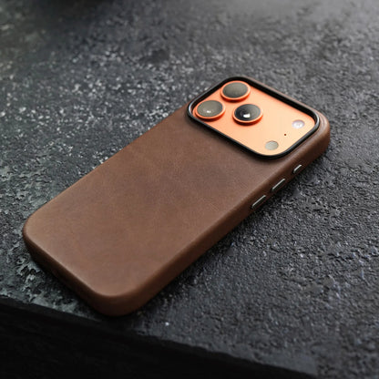 YMW Magnetic Genuine Leather Case for iPhone 18 17 16 Pro Max 15 14 Compatible with MagSafe Nature Cowhide Retro Phone Cover
