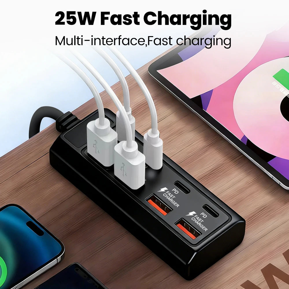 8 in 1 HUB USB 4USB +4Type-C Extender Cable Docking Station Desktop Computer Laptop External USB Interface Extender